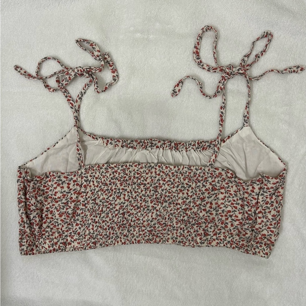 Tie-Strap Crop Bra Top Flower Pattern Altar'd State Sz Large - Picture 2 of 6